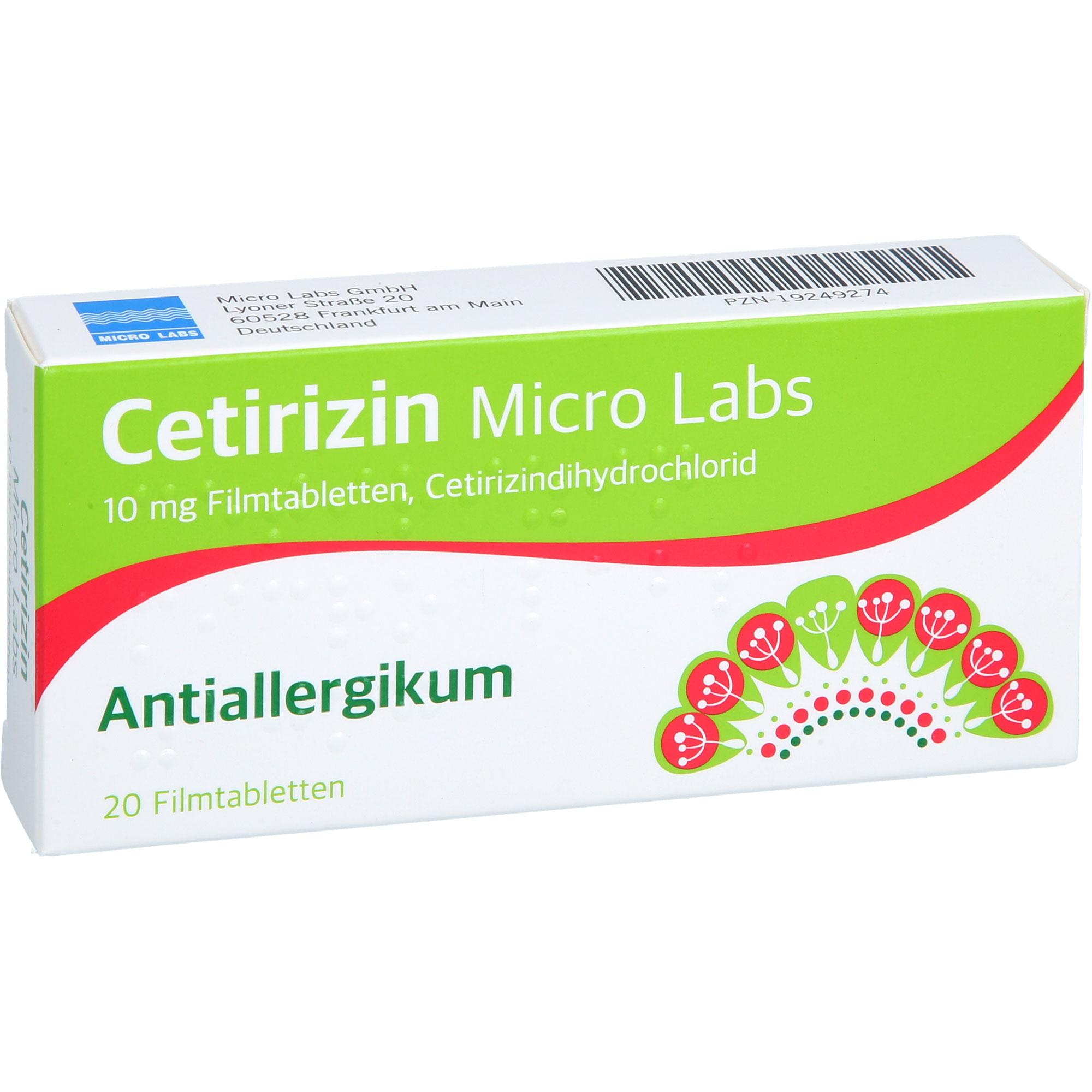 Cetirizin Micro Labs 10 mg Filmtabletten 20 St Micro Labs bei onfy.de kaufen 19249274