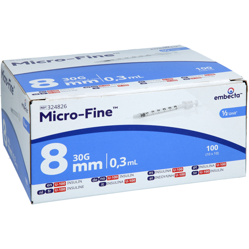 Micro-Fine Insulinspritze U100 0.3x8Mm 100 St embecta bei onfy.de kaufen 20539899