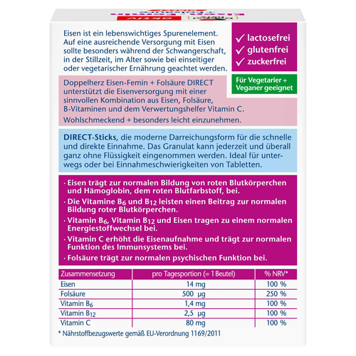 Doppelherz Eisen-Femin Direct 20 St Queisser Pharma bei onfy.de kaufen 01446577