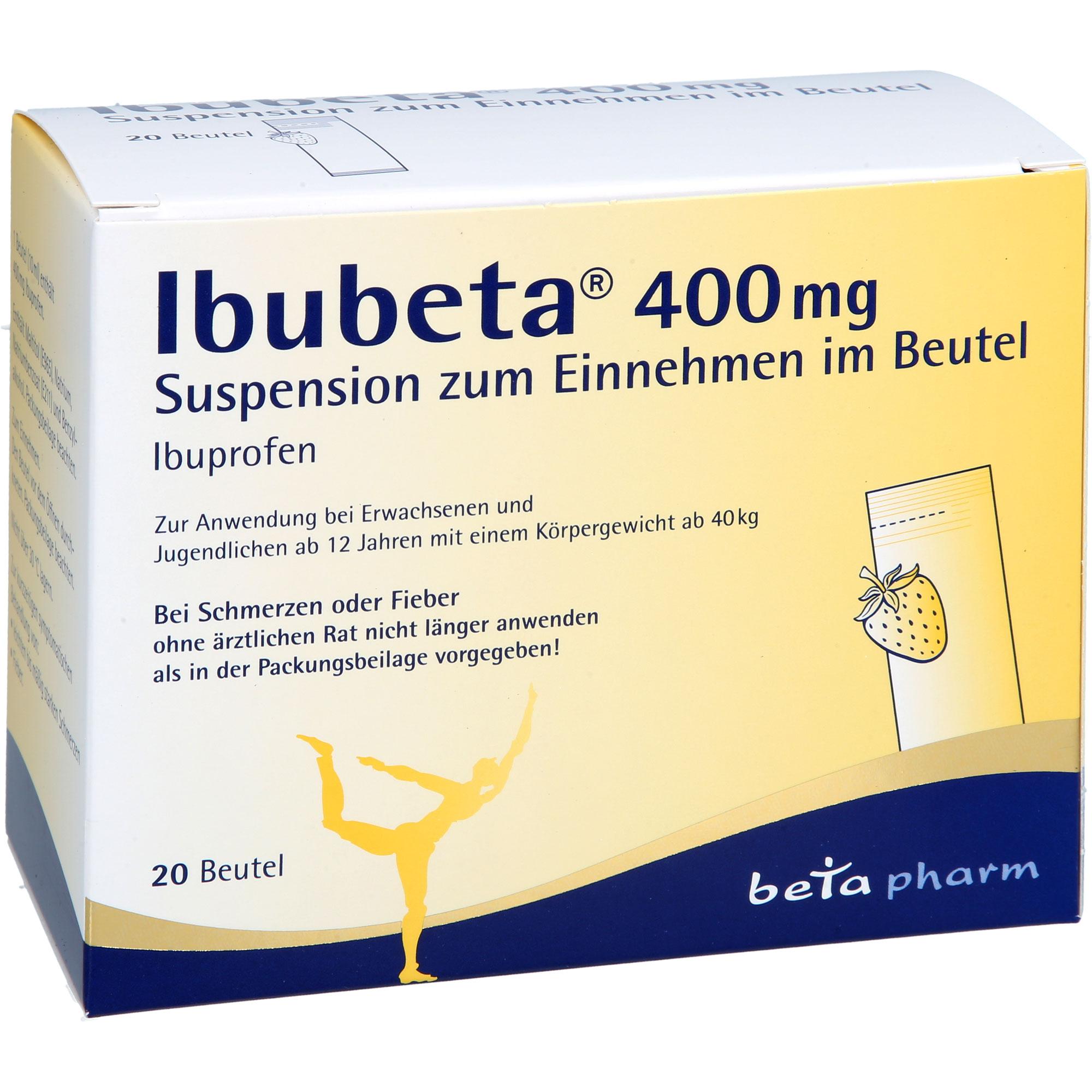 Ibubeta 400 mg Suspension Zum Einnehmen Im Beutel 20 St betapharm Arzneimittel bei onfy.de kaufen 19382748