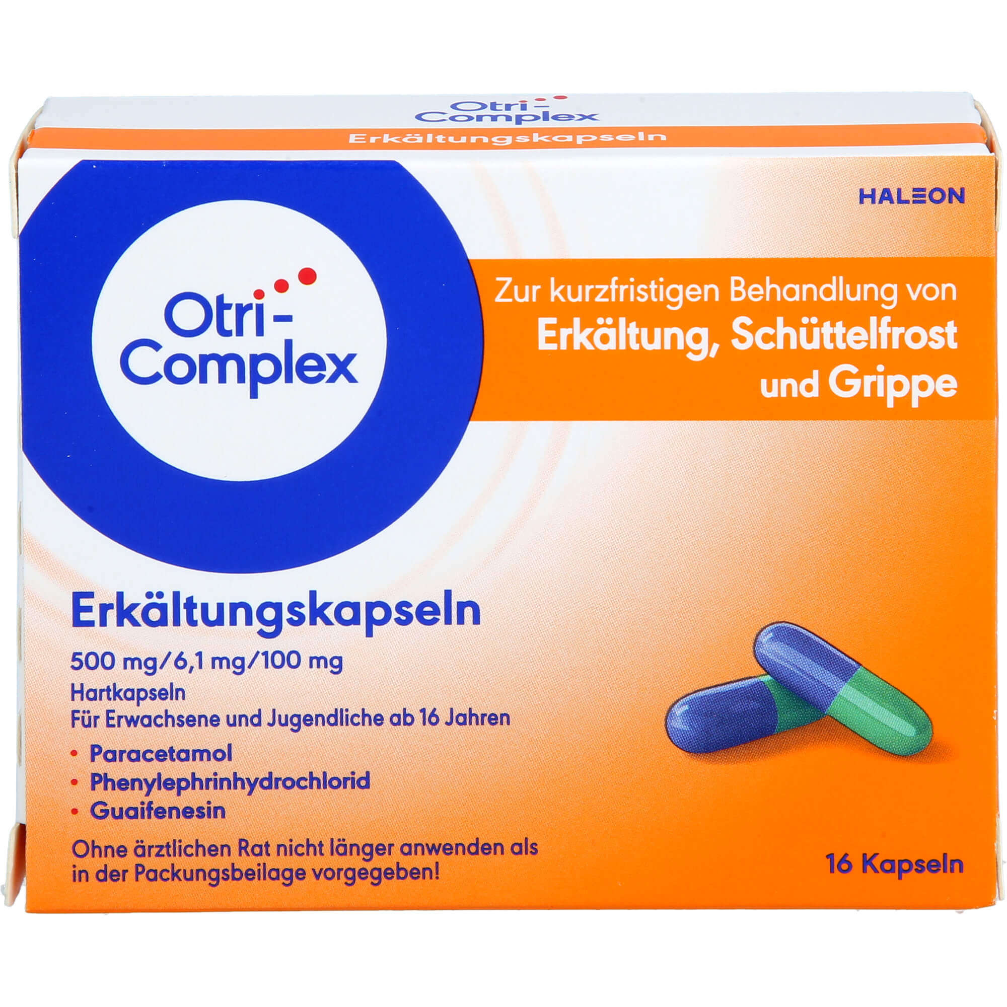 Otricomplex Erkältungskapseln 500mg/6.1mg/100mg null