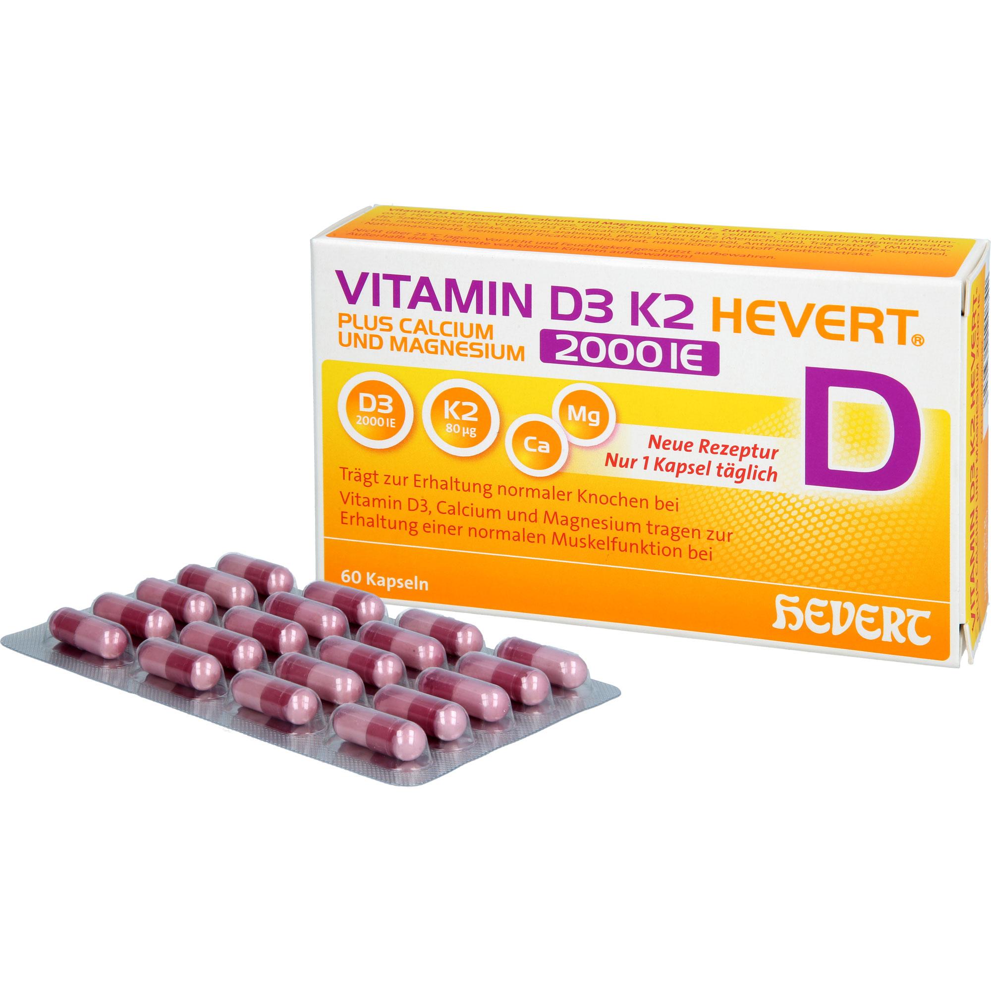 Vitamin D3 K2 Hevert+calcium und Magnesium 2000 Ie 60 St Hevert-Arzneimittel bei onfy.de kaufen 19295682