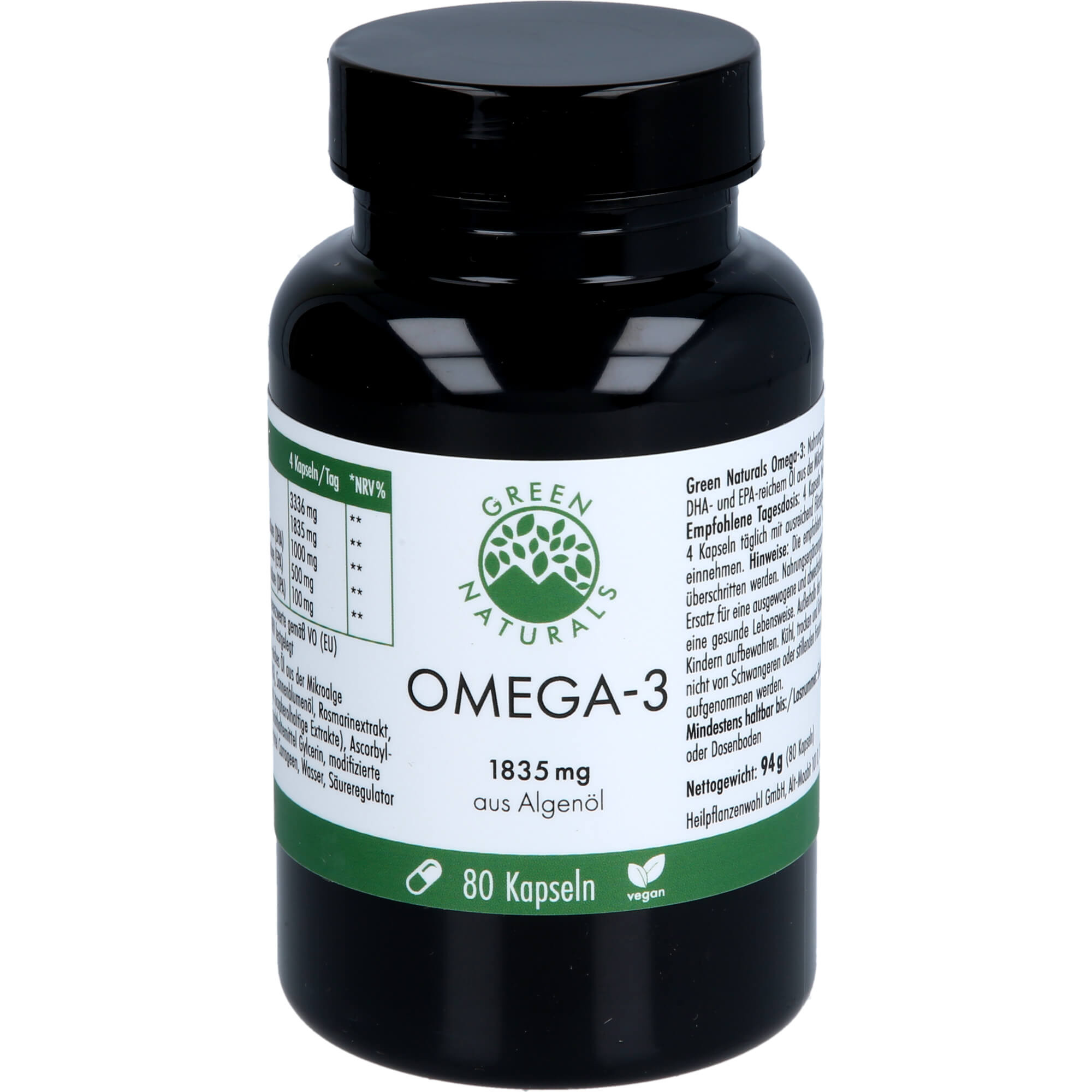 Green Naturals Omega-3 Kapseln 1835mg Vegan + Dha null