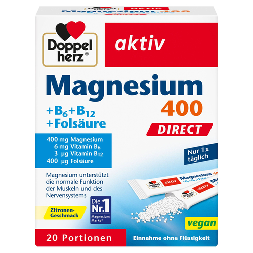 Doppelherz Magnesium + B Vitamine Direct 20 St Queisser Pharma bei onfy.de kaufen 01026875