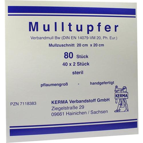 Mulltupfer Handgef.steril Plaumengross 20x20cm 40x2 St KERMA Verbandstoff bei onfy.de kaufen 07118383