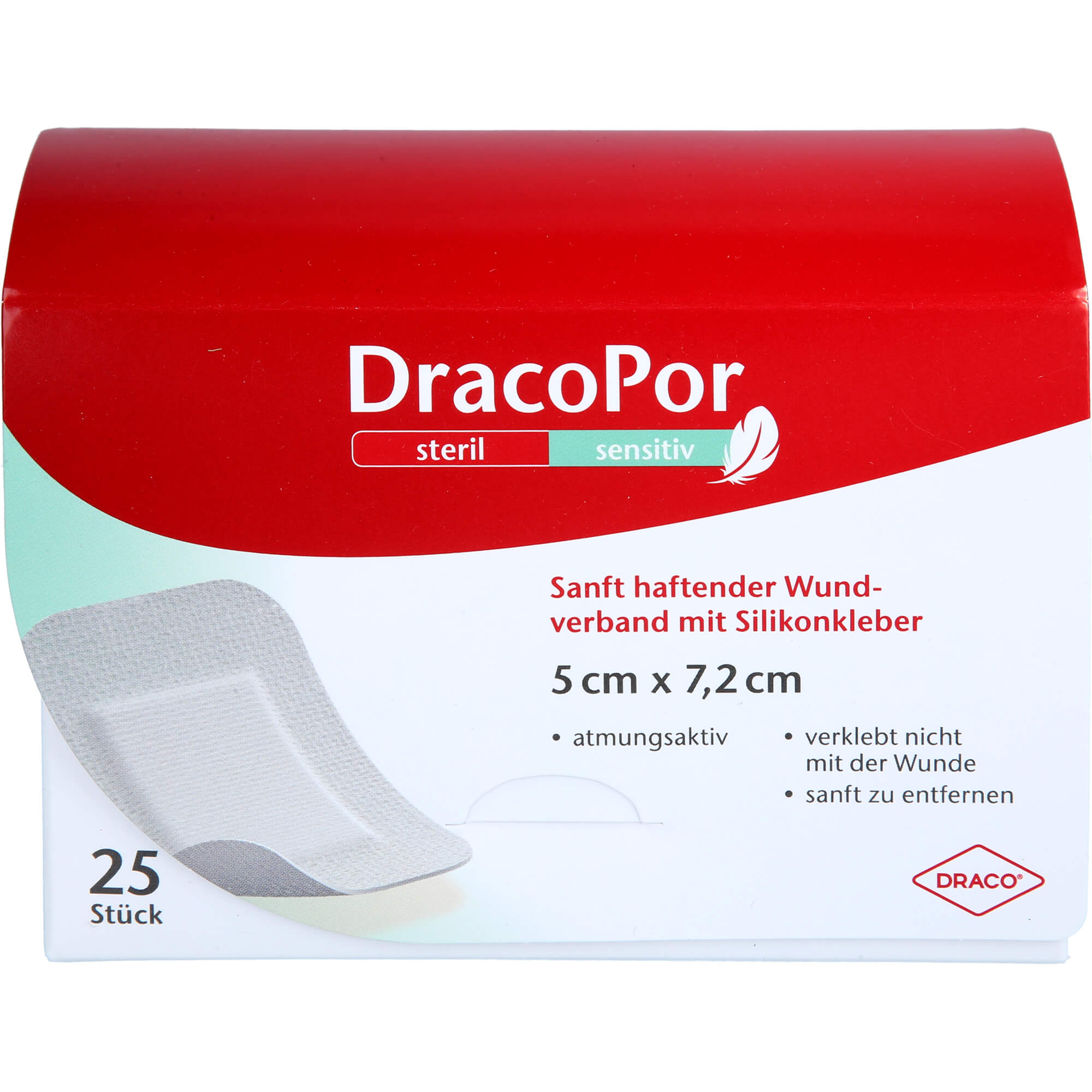 Dracopor Sensitiv 5x7.2 cm Steril M.silikonkleber null