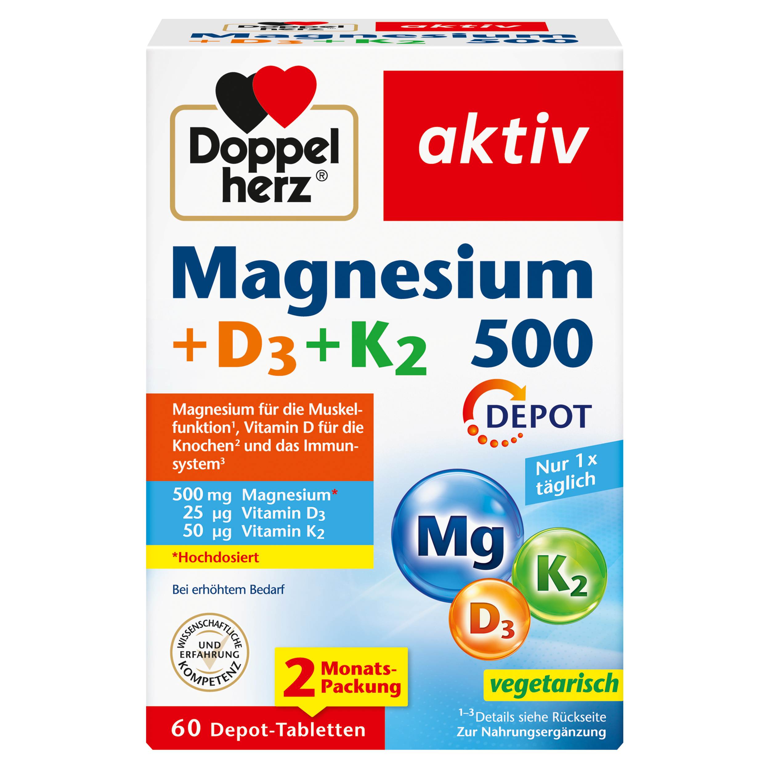 Doppelherz Magnesium 500 + D3 + K2 Depot null