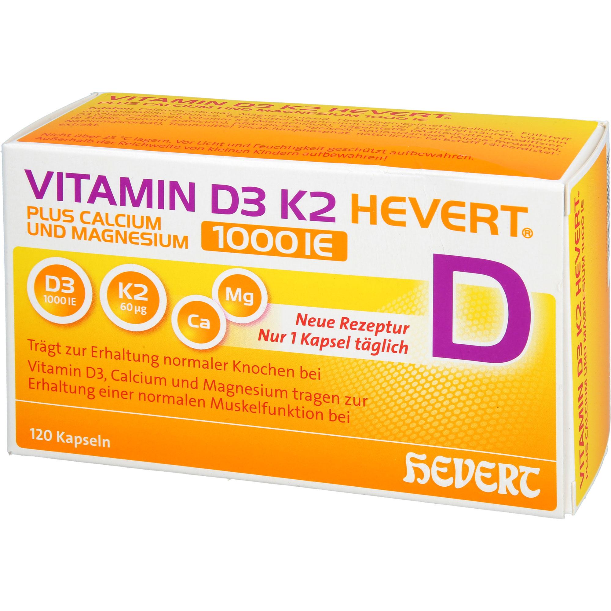 Vitamin D3 K2 Hevert+calcium und Magnesium 1000 Ie 120 St Hevert-Arzneimittel bei onfy.de kaufen 19295676