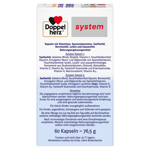 DOPPELHERZ Augen plus Sehkraft+Schutz system Kaps. 60 St 60 St Queisser Pharma bei onfy.de kaufen 05517713