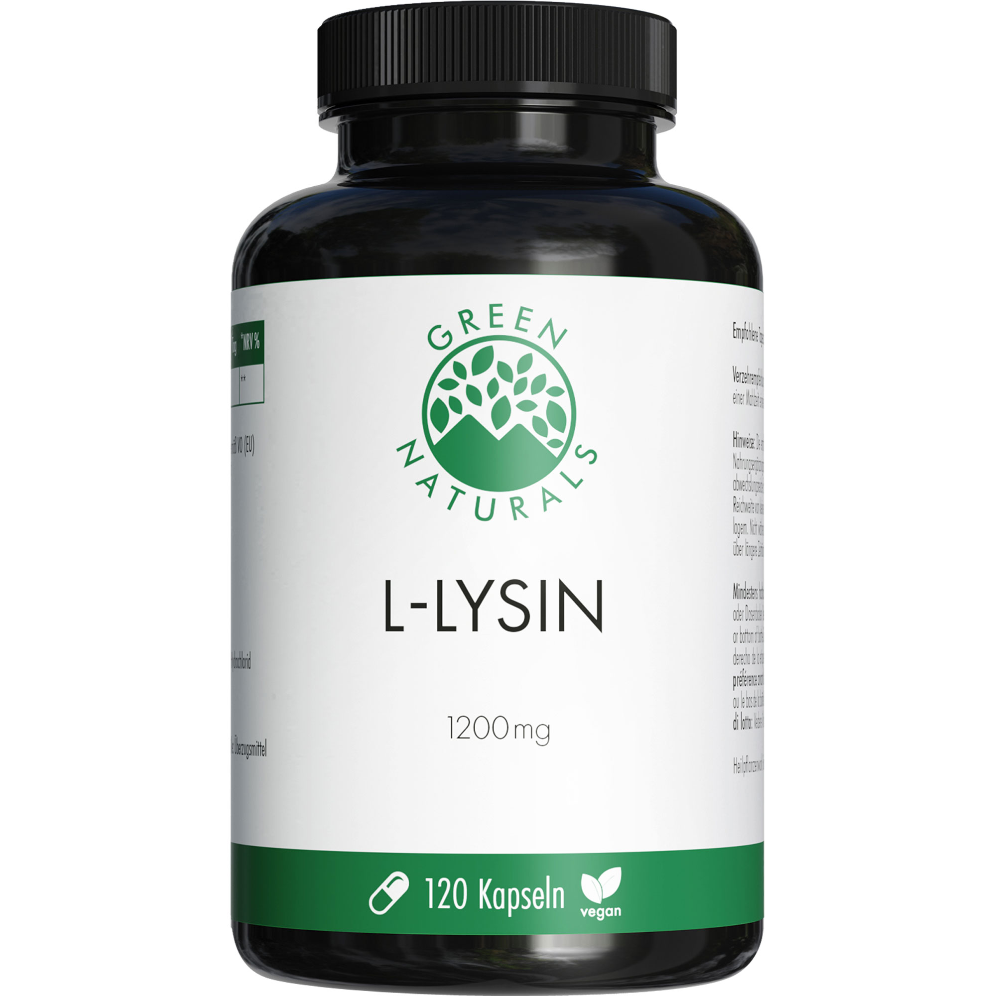 Green Naturals L-Lysin 1200 mg Hochdosiert Vegan null