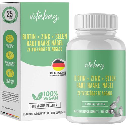 Biotin + Zink + Selen Haut + Haare + Nägel Vegan 180 St Vitabay CV bei onfy.de kaufen 19307095