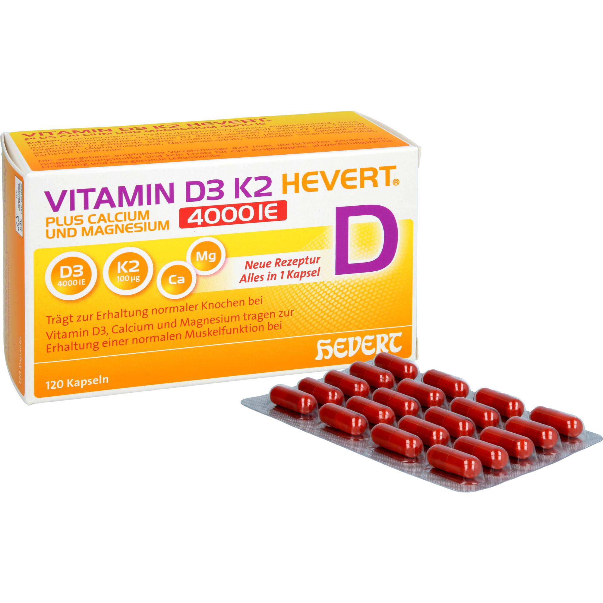 Vitamin D3 K2 Hevert+calcium und Magnesium 4000 Ie 120 St Hevert-Arzneimittel bei onfy.de kaufen 19295713