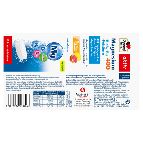 Doppelherz Magnesium 400 + B-Vitamine + Fols. 15 St Queisser Pharma bei onfy.de kaufen 01886276