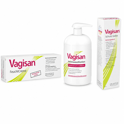 Vagisan Feuchtcreme 50 g + Vagisan Schutz-Salbe 75 ml + Vagisan Intimwaschlotion 500 ml bei onfy.de kaufen 2900000000049