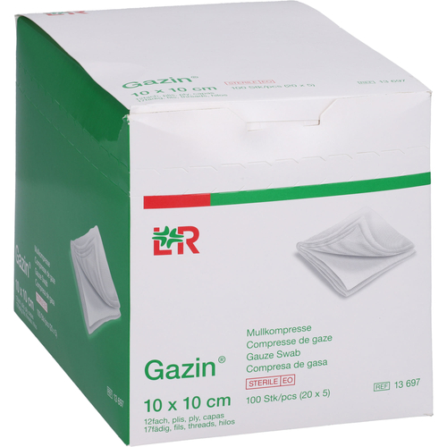 Gazin Mullkomp.10x10 cm Steril 12Fach Groß 20x5 St Docpharm bei onfy.de kaufen 20231411