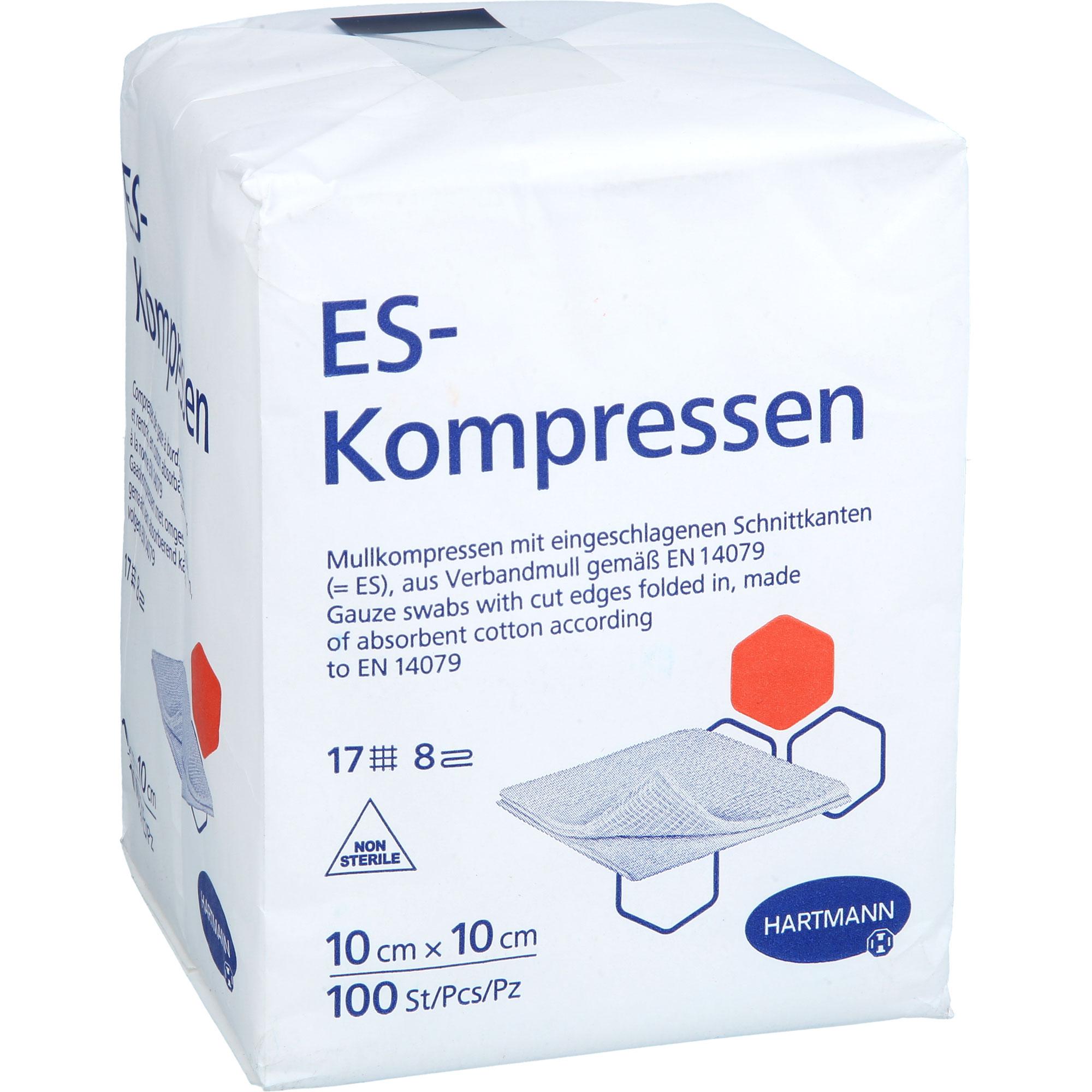 Es-Kompressen Unsteril 10x10cm 8Fach 100 St EMRA-MED Arzneimittel bei onfy.de kaufen 19335157
