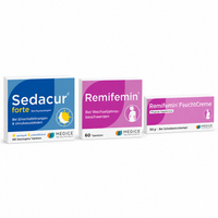 Remifemin 60 St + Remifemin Feuchtcreme 50 g + Sedacur forte 100 St 2900000000063