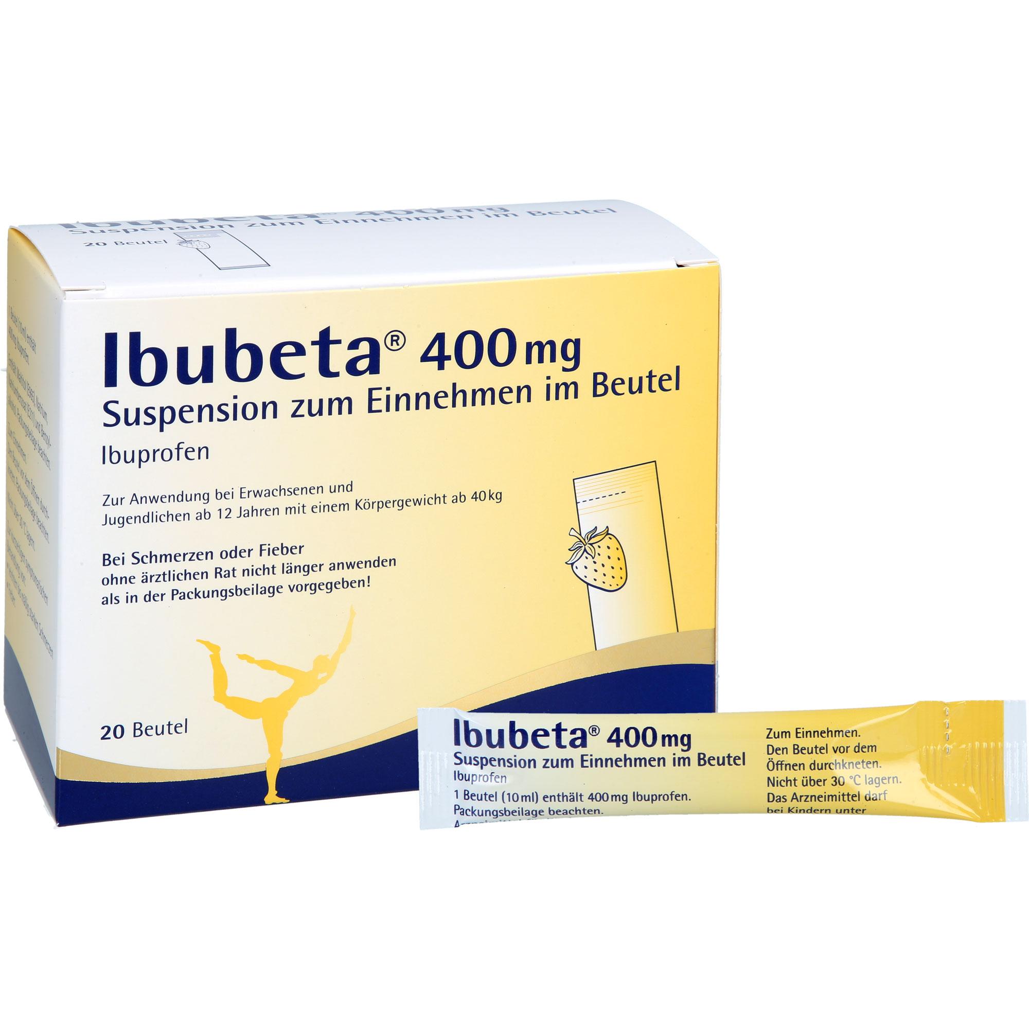 Ibubeta 400 mg Suspension Zum Einnehmen Im Beutel 20 St betapharm Arzneimittel bei onfy.de kaufen 19382748