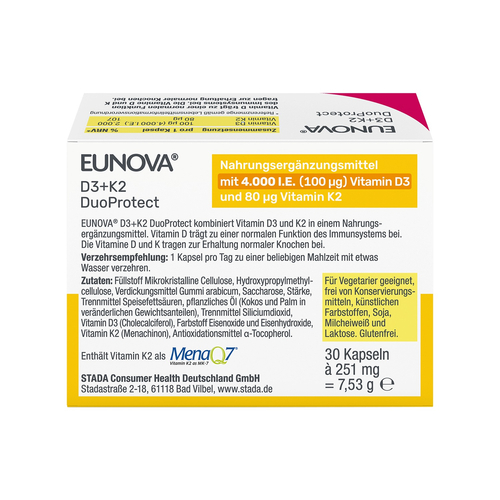 Eunova Duoprotect D3+k2 4000Ie/80Ug 30 St STADA Consumer Health Deutschland bei onfy.de kaufen 14133555