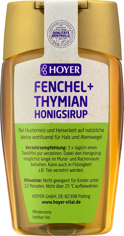 Hoyer Fenchel + Thymian-Honigsirup 250 g HOYER bei onfy.de kaufen 05567579
