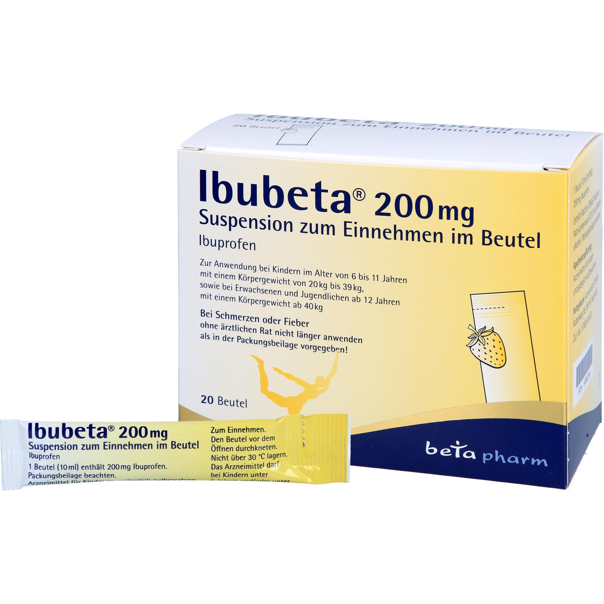 Ibubeta 200 mg Suspension Zum Einnehmen Im Beutel 20 St betapharm Arzneimittel bei onfy.de kaufen 19382754