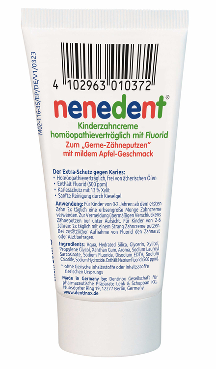 Nenedent Kinderzahncre. Homöopathievertr.m.fluorid 50 ml Dentinox Gesellschaft für pharmazeutische Präparate bei onfy.de kaufen 07275935