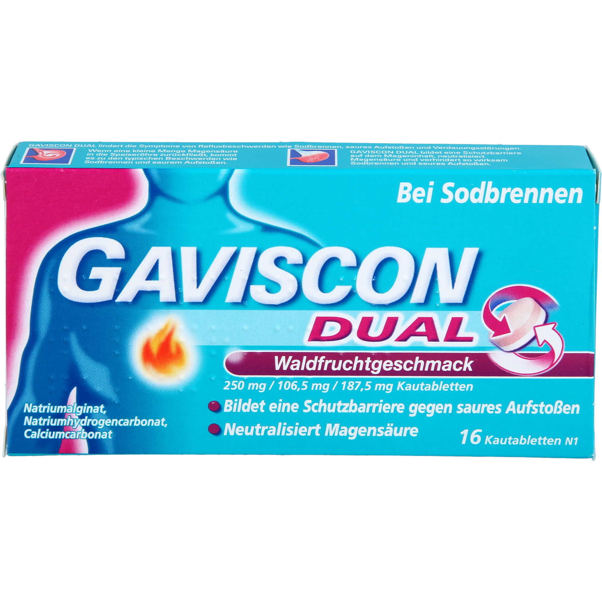 Gaviscon Dual Waldfrucht 250 mg/106.5 mg/187.5 mg 16 St Reckitt Benckiser Deutschland bei onfy.de kaufen 20033102