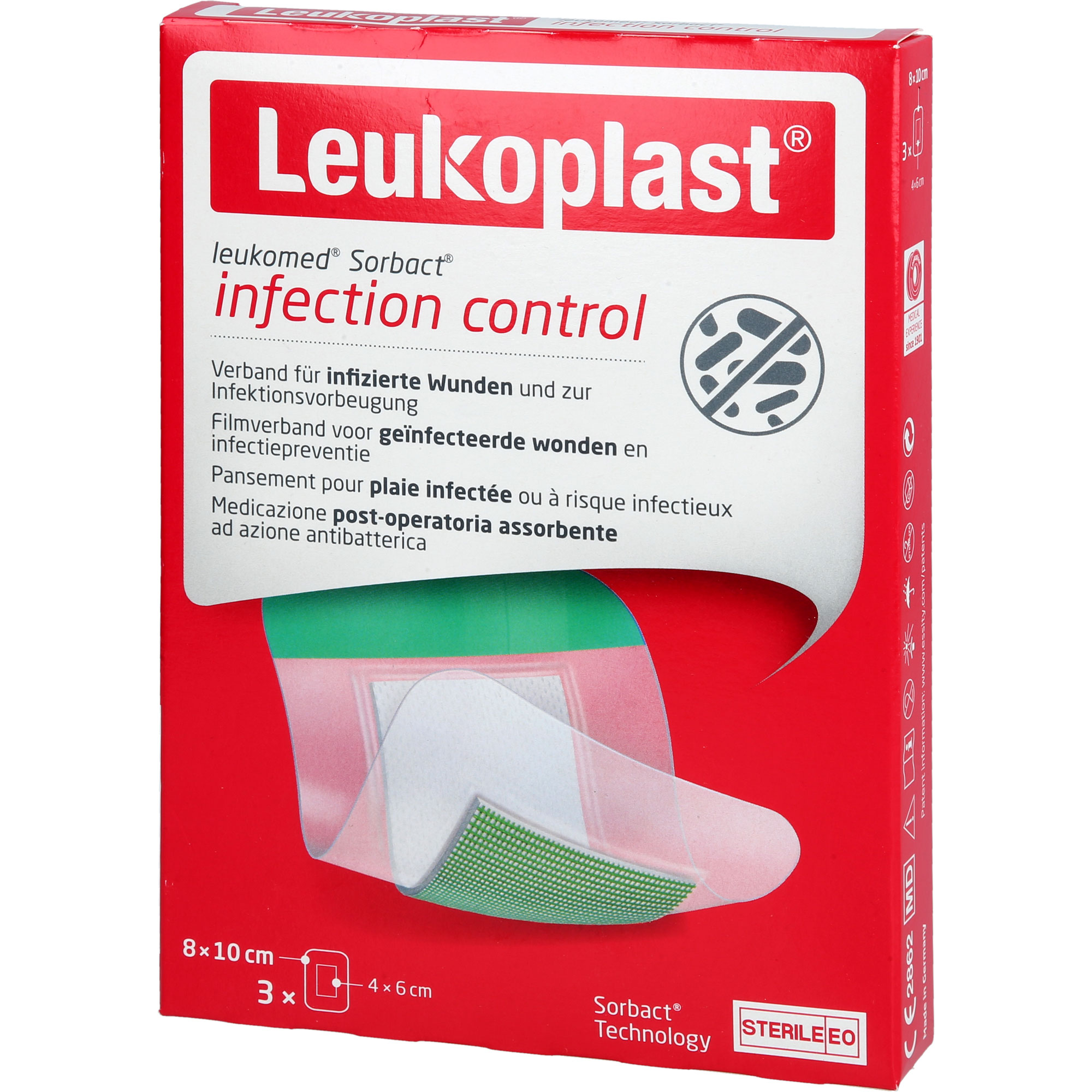 Leukoplast Leukomed Sorbact Steril 8 x 10 cm 3 St BSN medical bei onfy.de kaufen 19161763
