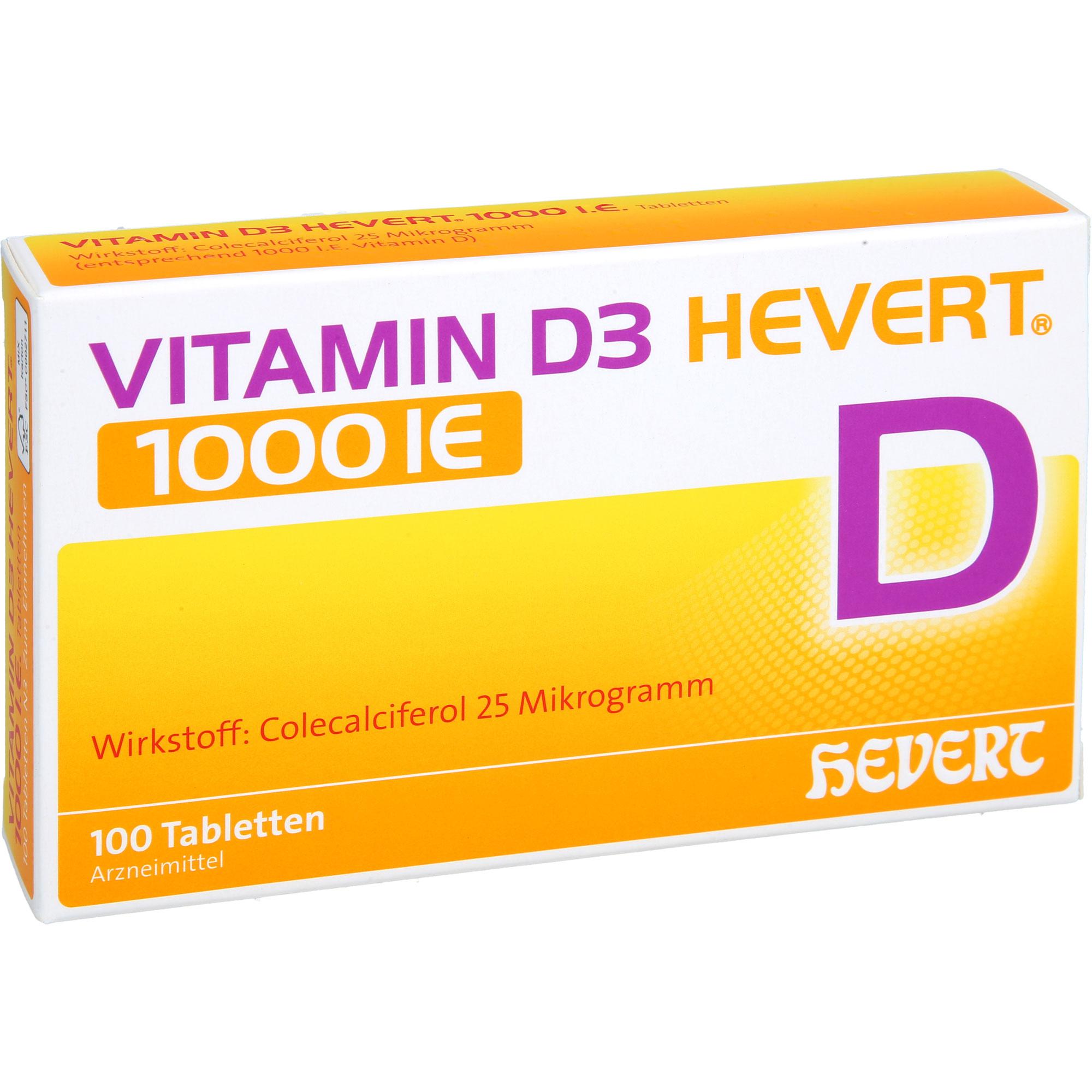 Vitamin D3 Hevert 1000 I.e. 100 St Hevert-Arzneimittel bei onfy.de kaufen 19448938